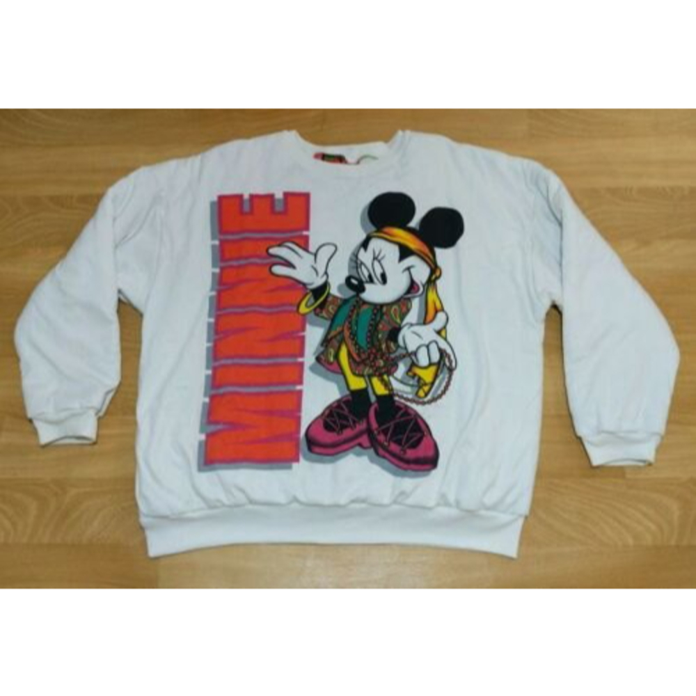 Disney Minnie Mickey Mouse African Rap Hip Hop Sweatshirt Women Size Large VTG
